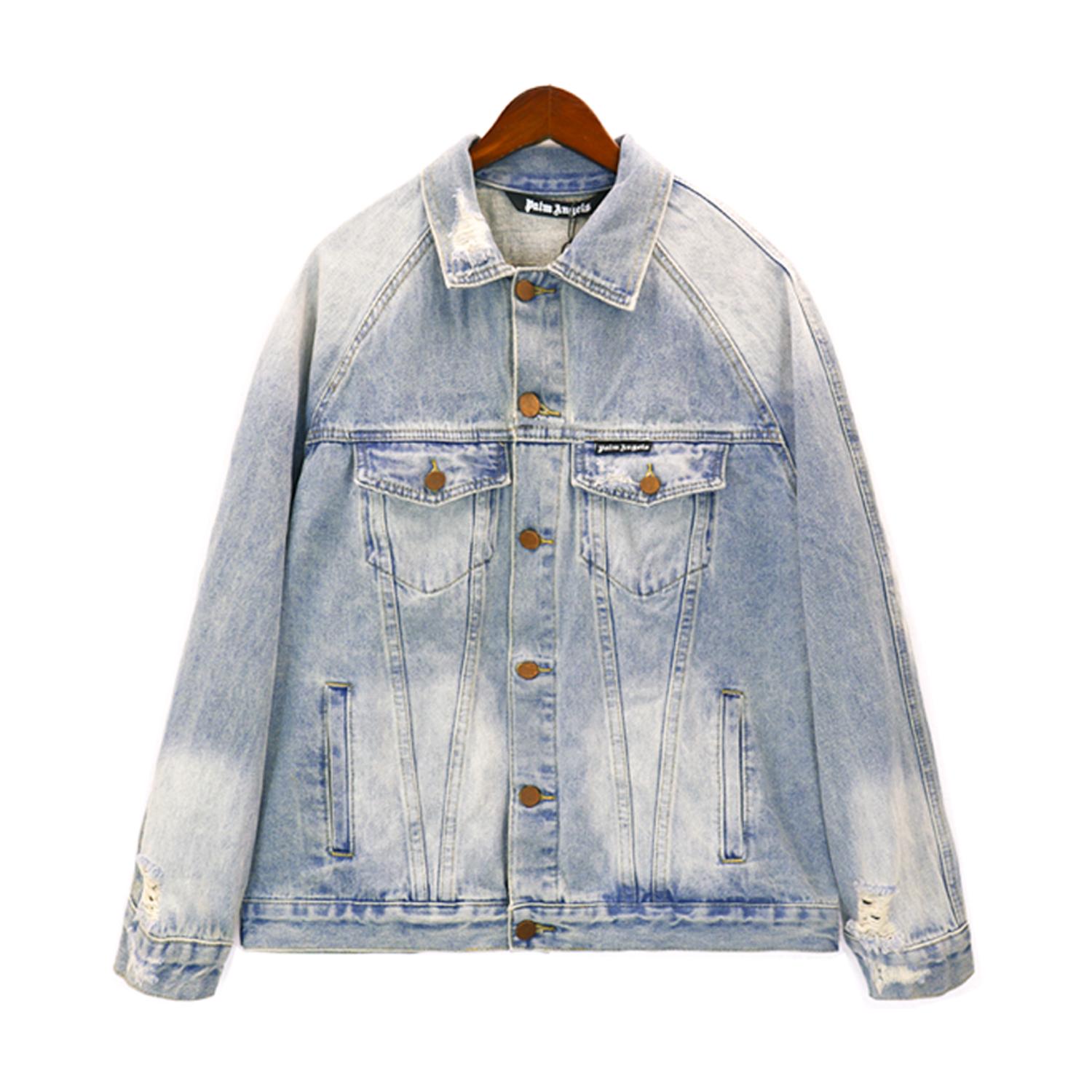 Palm Angel Distressed retro washed printed denim jacket high street trendy jacket man