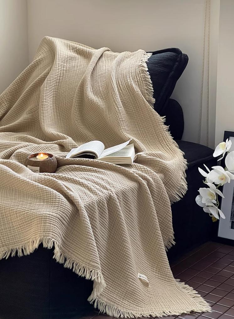 Cotton Knitted Suliu Blanket Sofa Blanket  Japanese Style women and man