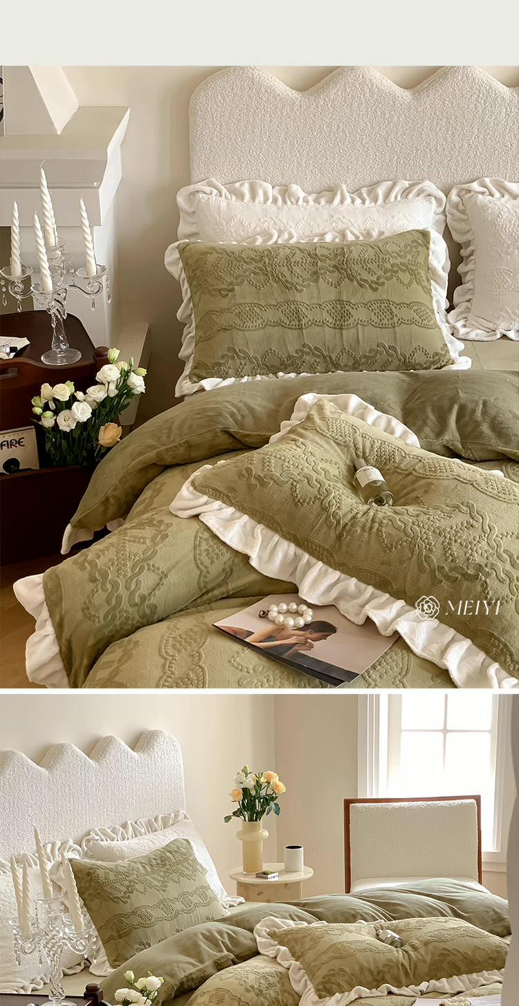 French HighEnd Milk Velvet FourPiece Luxury Style Bedding women and man