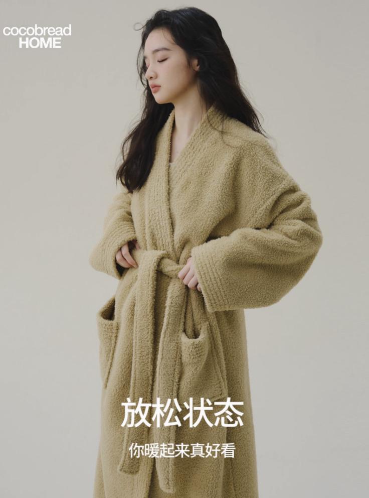 Nightgown Women Couple Pajamas Thickened Long Flannel Bathrobe women and man